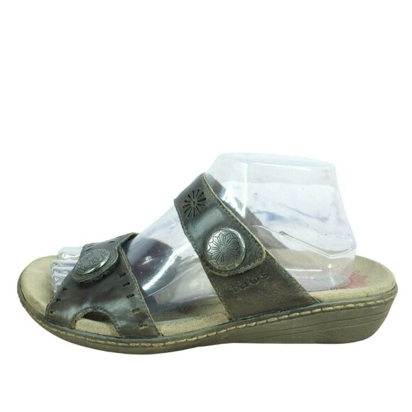 Taos Miracle Brown Leather Slip-on Comfort Casual Wedge Sandals Size 10 - Picture 1 of 9